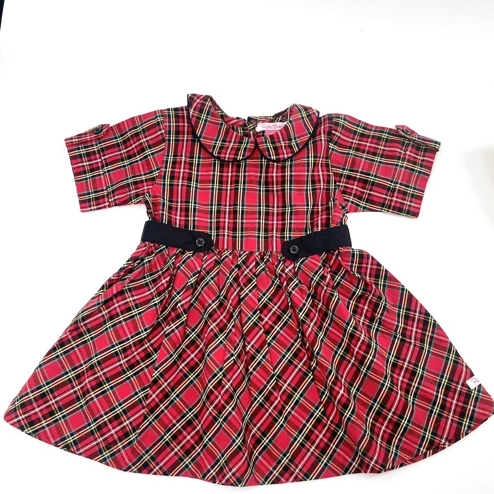 Ruffle Butts Collared sleeve plaid Tartan holiday dress, size 2T Christmas